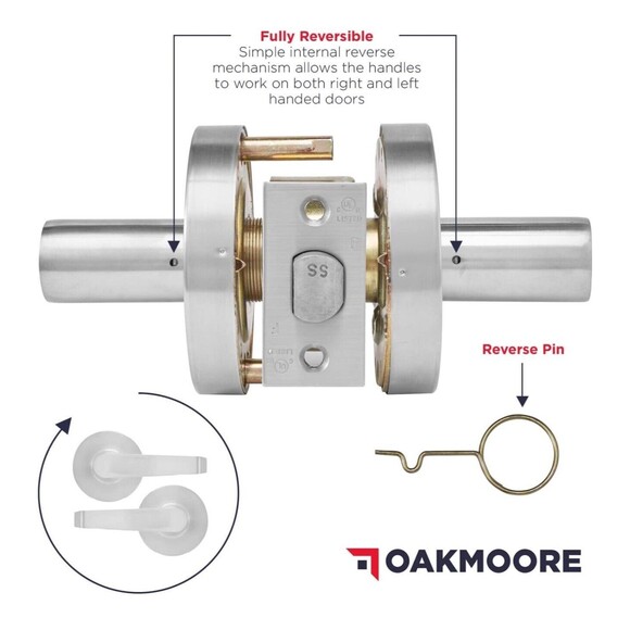 OAKMOORE Heavy Duty Commercial Passage Door Lever, Grade 2, Satin Nickel Finish - Picture 6 of 9